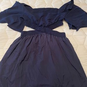 Square Neck Ruffle Hem Backless Mini Dress